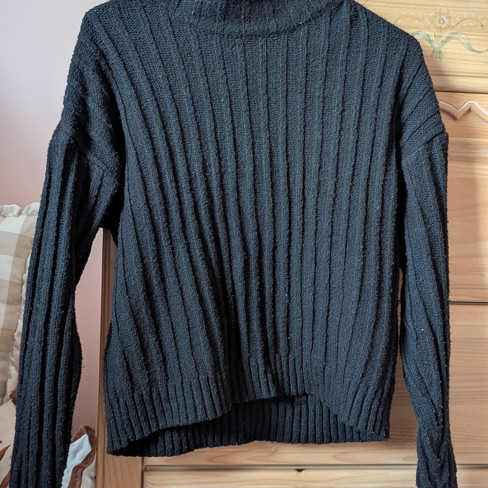 Time and Tru Black Ribbed Turtleneck Sweater